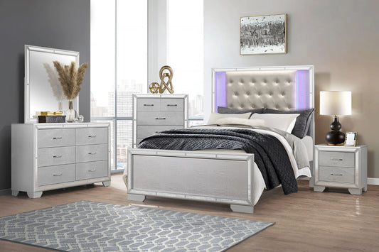 6 PC Bedroom set Silver Aveline Bedroom Collection 1428SV MZ365