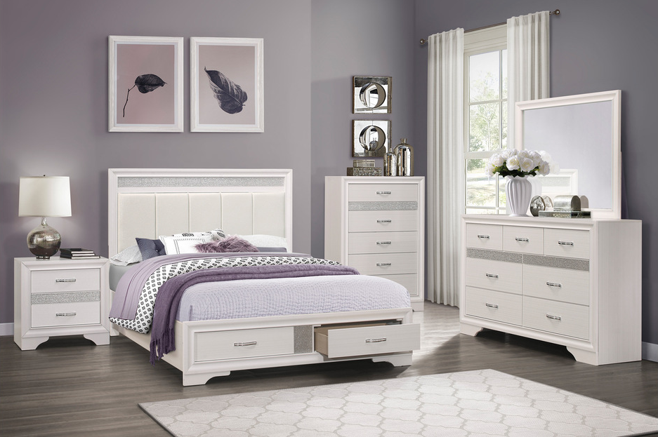 Luster Gray finish 6 PC Queen Bedroom Collection available in Grey/White 1505 MZ365