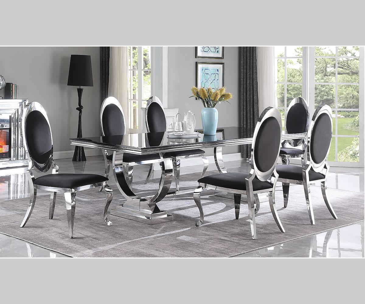 Elara with Divina Dining Set Black/White Chairs Option Web Exclusive