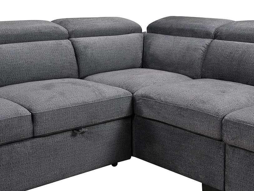 IF-9090 Grey Linen Sofa Bed Sectional w/ Storage (LHF)