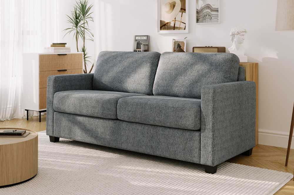 Pull-Out Sofa Bed With Pocket Coil Mattress Charcoal Velvet T1812