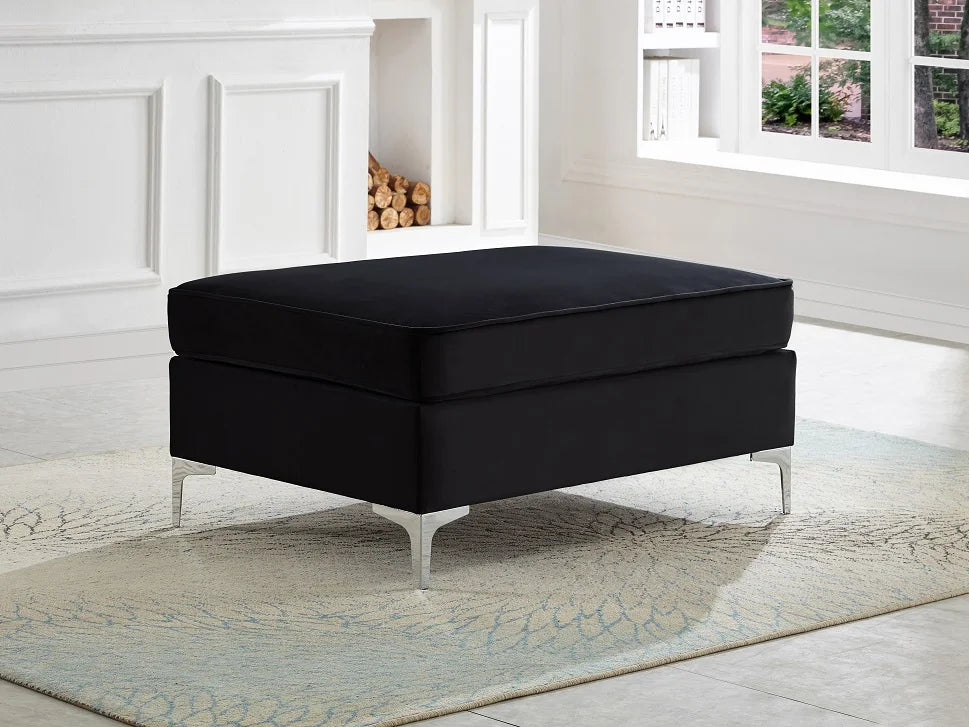 Black Velvet Fabric Sofa Set with Deep Tufting IF8007
