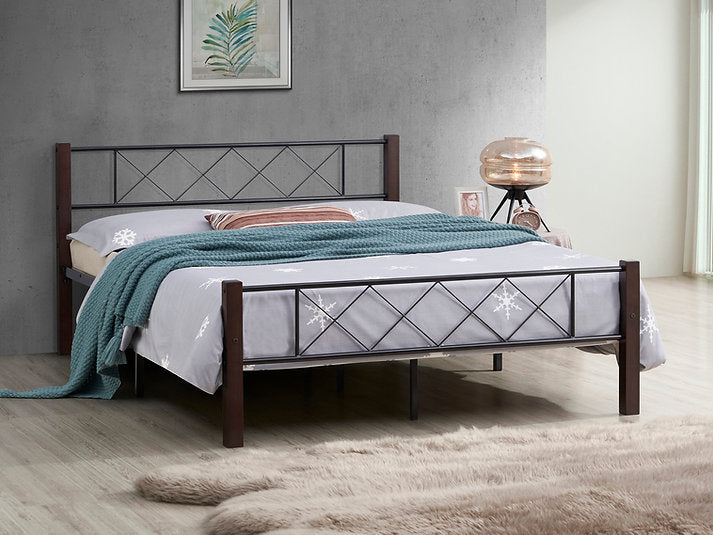 Metal Platform Bed w/ Wooden Posts