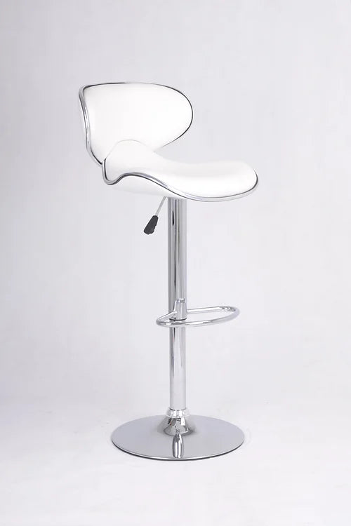 ST-7703 White PU Adjustable Bar Stool with chrome metal base