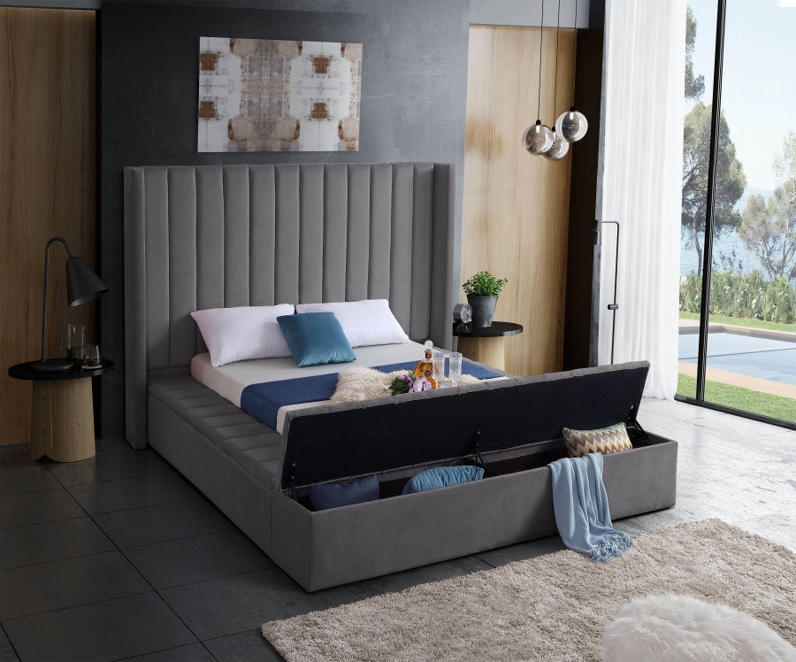 Grey Velvet with Bed  Storage Benches IF-5720