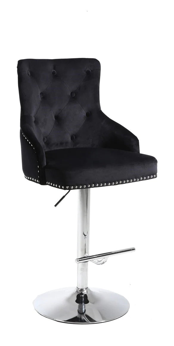 Adjustable Height Barstool Black Velvet ST-6021