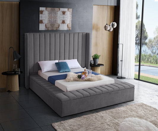 Grey Velvet with Bed  Storage Benches IF-5720