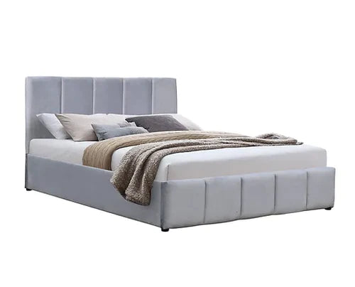 Frankfurt Lift Top Storage Bed Queen Grey Velvet Que 365