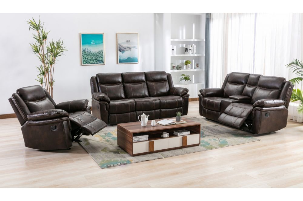 3PC Gel Leather Recliner Set
