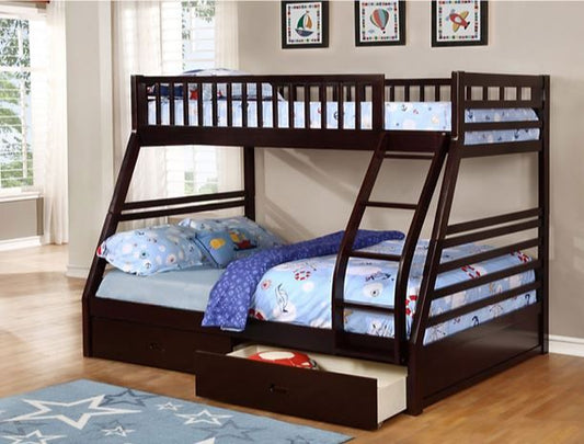 Twin Over Double Bunk Bed - Available In 4 Colors
