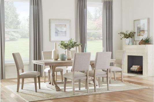 Wood Dining Room Set In Neutral Tone Finish