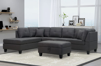 Charcoal Reversal Sofa Sectional T-1232 - Sectional Sofa With Ottoman