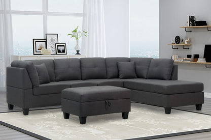 Charcoal Reversal Sofa Sectional T-1232 - Sectional Sofa With Ottoman