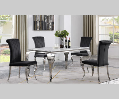 Bianca (White) with Chara Set Blk/GREY Chairs(5 Pcs Set)