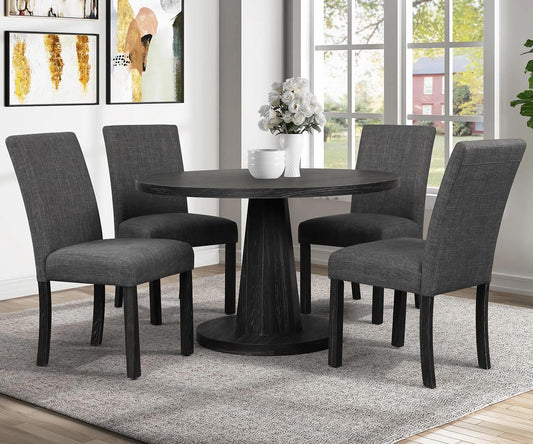 5 PCS Solid Wood Dining Set in Dark Grey Color DT37-DTS Orchid KW