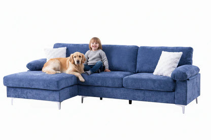 NOVA Sectional Sofa, 103" Wide, Grey, Fabric, Left Hand Chaise Only, Chrome Metal Legs BOl-365