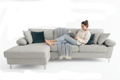NOVA Sectional Sofa, 103" Wide, Grey, Fabric, Left Hand Chaise Only, Chrome Metal Legs BOl-365