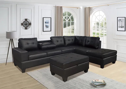 College Sectional PU Black