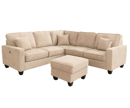 Cameron Toscana Grey Fabric Sectional with Ottoman & Built-in USB 60046 KW