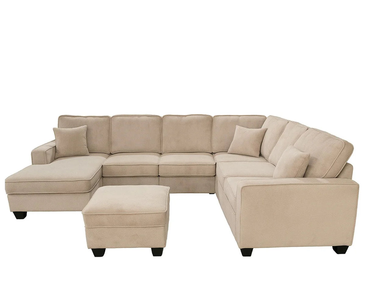 Corbin Toscana Grey Fabric Sectional with Ottoman & Built-in USB 60045 KW