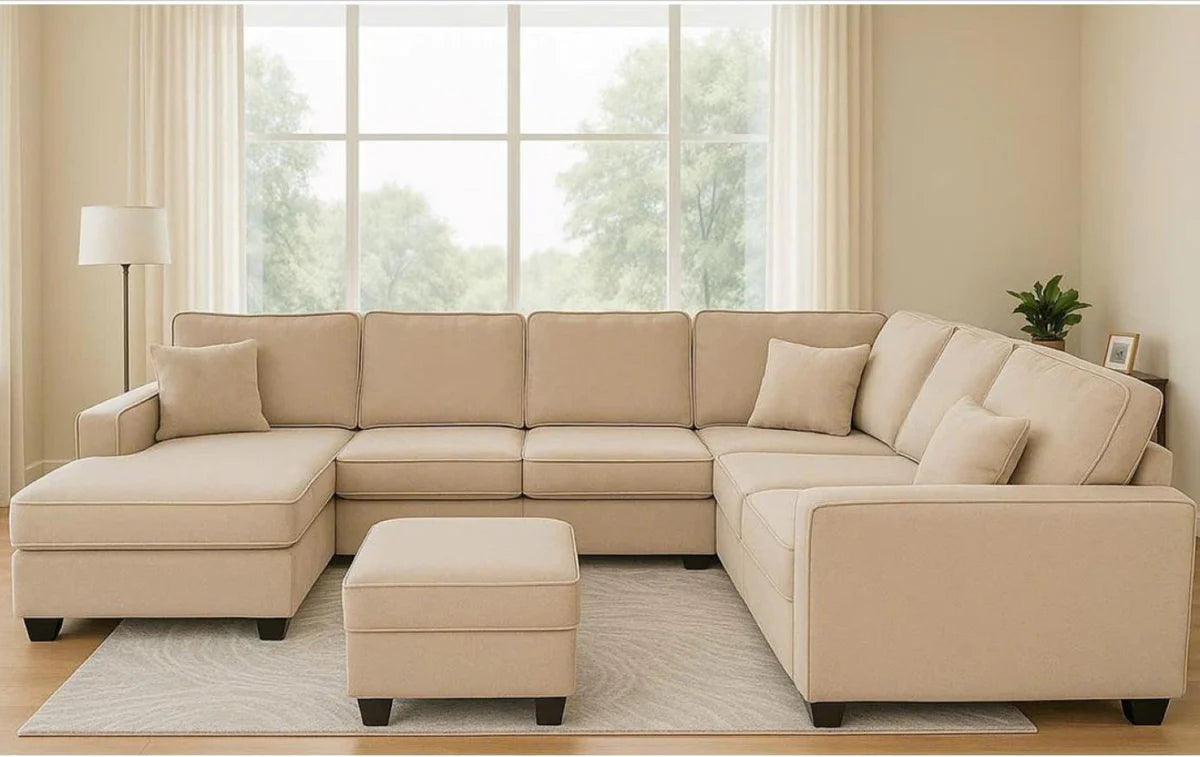 Corbin Toscana Grey Fabric Sectional with Ottoman & Built-in USB 60045 KW