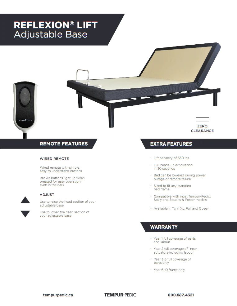 Tempur-Pedic Sealy REFLEXION® LIFT 2.0 Lifestyle Adjustable Power Base