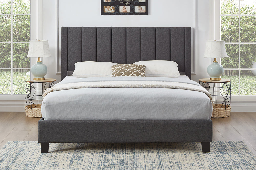 Platform Bed Grey Linen T2177