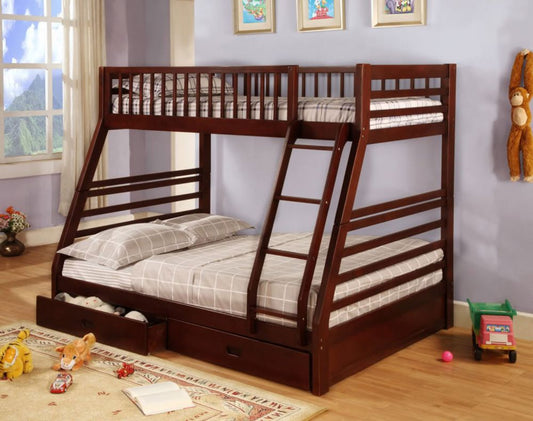 B-117C - Single / Double Bunk Bed with Storage Drawers in Cherry