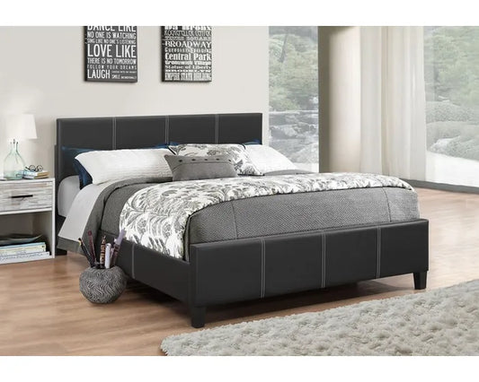 Upholstered Platform Bed in Black IF-165