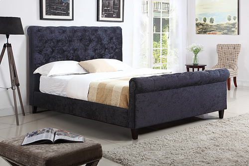 Black Velvet Fabric Queen Bed IF05-5720