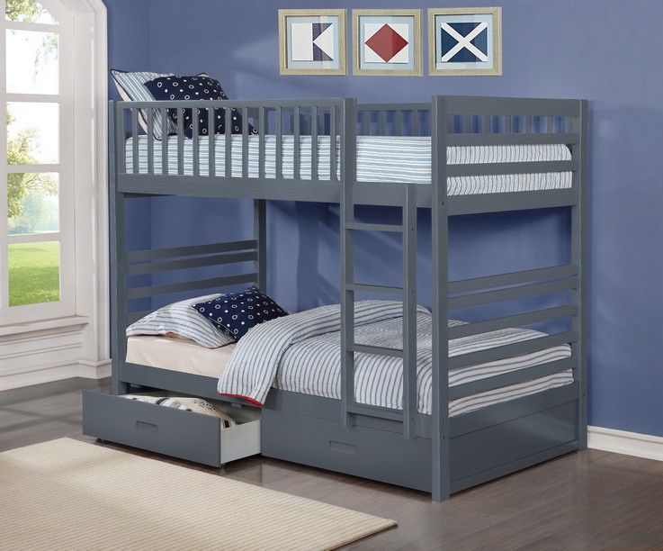 B-110-G Bunk Grey Bed Converts into 2 Beds