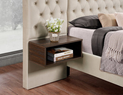 Beige Velvet Platform Bed - IF-5565