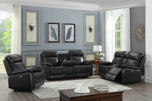 Black Genuine Leather/Match Power Recliner sofa and Chair Set IF-8020  LTd Quantities ONLINE ONLY