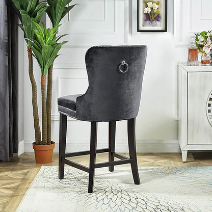 Bar Stool - Grey Velvet Fabric ST-6010