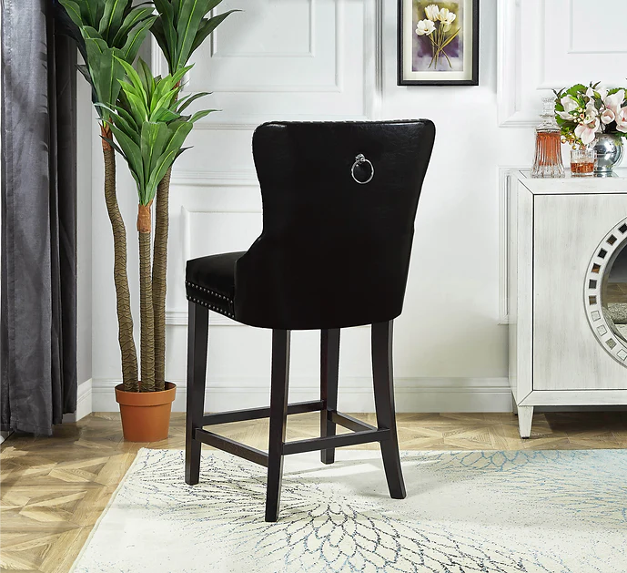 Bar Stool - Black Vinyl Fabric ST-6015