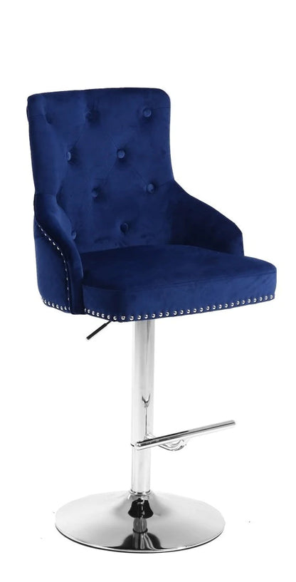 Adjustable Height Barstool Blue Velvet ST-6022