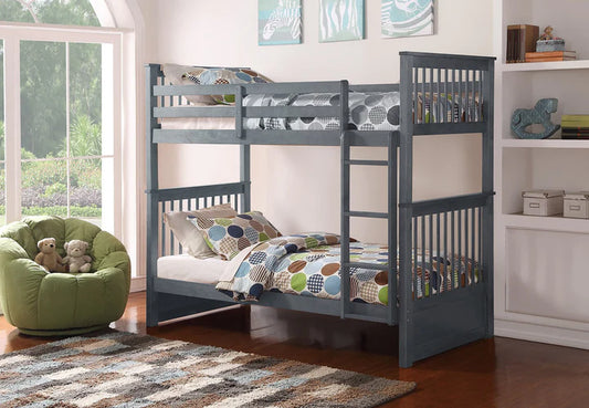 IF-121G Grey Wooden Bunk Bed (Twin/Twin)