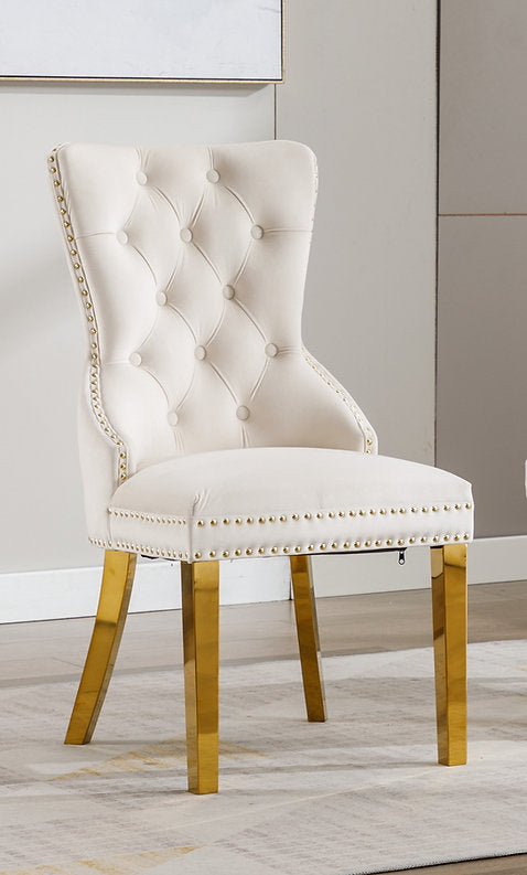 Creme Velvet Accent Chair C-1453 IF365