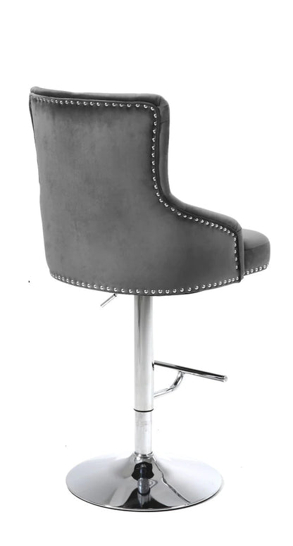 Adjustable Height Barstool Grey Velvet ST-6020