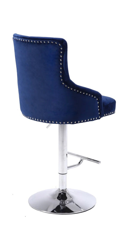 Adjustable Height Barstool Blue Velvet ST-6022