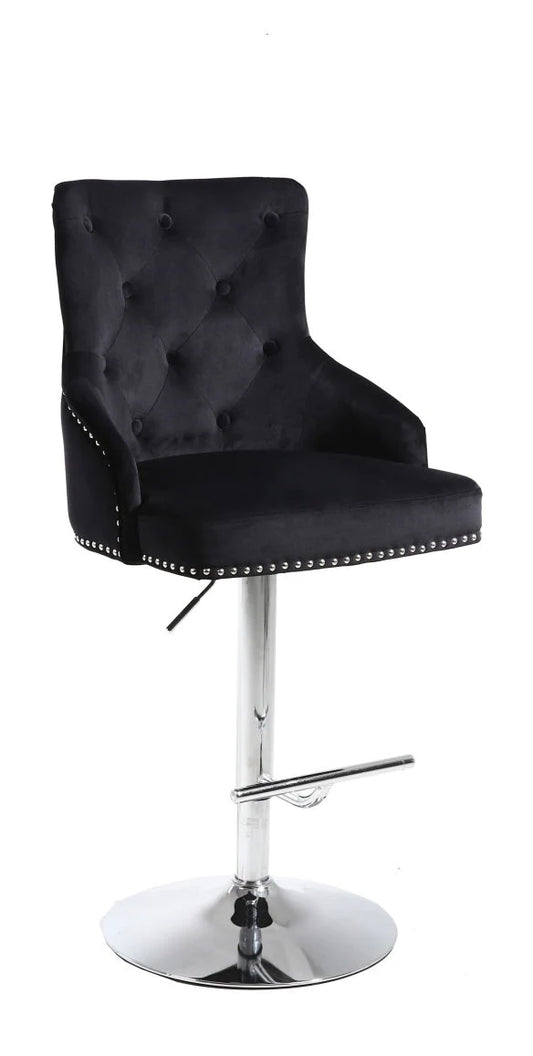 Adjustable Height Barstool Black Velvet ST-6021