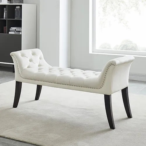 Cream Velvet Bench IF-6233