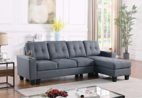 Diamond Sofa Sectional - Grey Fabric