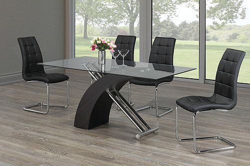 Glass Dinning Set With 6 Leather Chairs IF05 -T-1046/C-1750