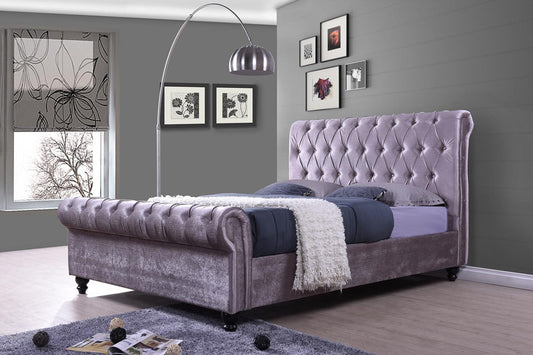 IF-195 -Lavender Velvet Fabric Bed