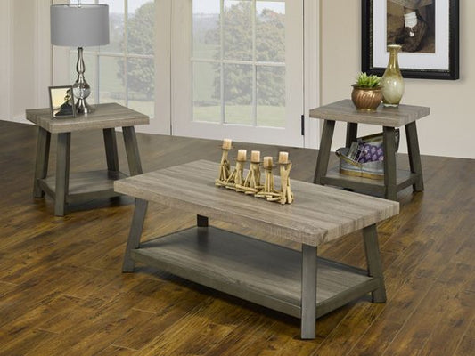 IF-2085- 3pc Coffee Table Set in Grey with charcoal legs