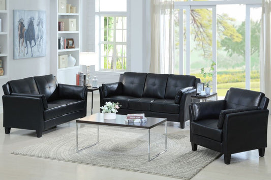 3 Pc Sofa Set in Black PU IF-8000