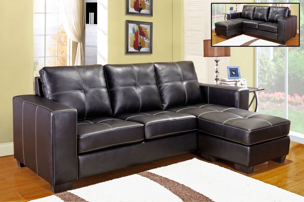 Reversible Sofa Sectional Black PU 9355 IF365