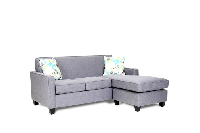 Canadian Made Sofa with reversible chaise with floating ottoman 3335