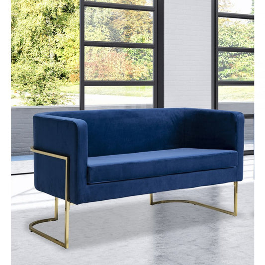 Loveseat With Gold Frame | Blue And Black